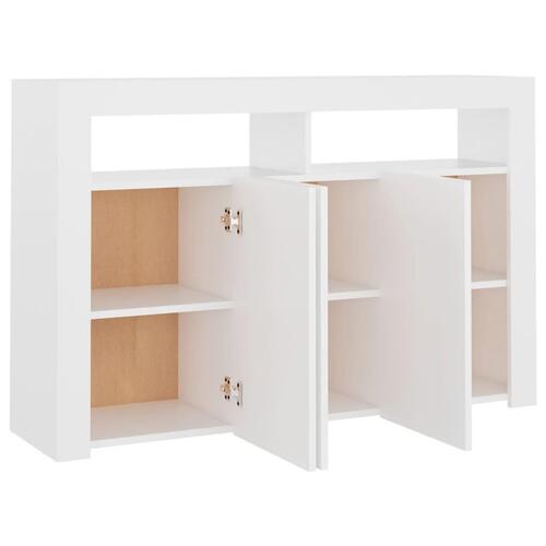 Skænk med LED-lys 115,5x30x75 cm hvid
