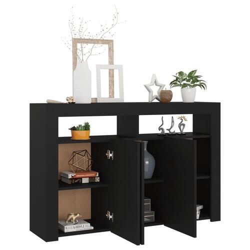 Skænk med LED-lys 115,5x30x75 cm sort