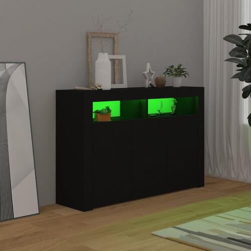 Skænk med LED-lys 115,5x30x75 cm sort