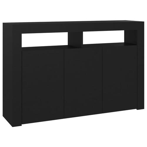 Skænk med LED-lys 115,5x30x75 cm sort