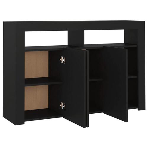 Skænk med LED-lys 115,5x30x75 cm sort