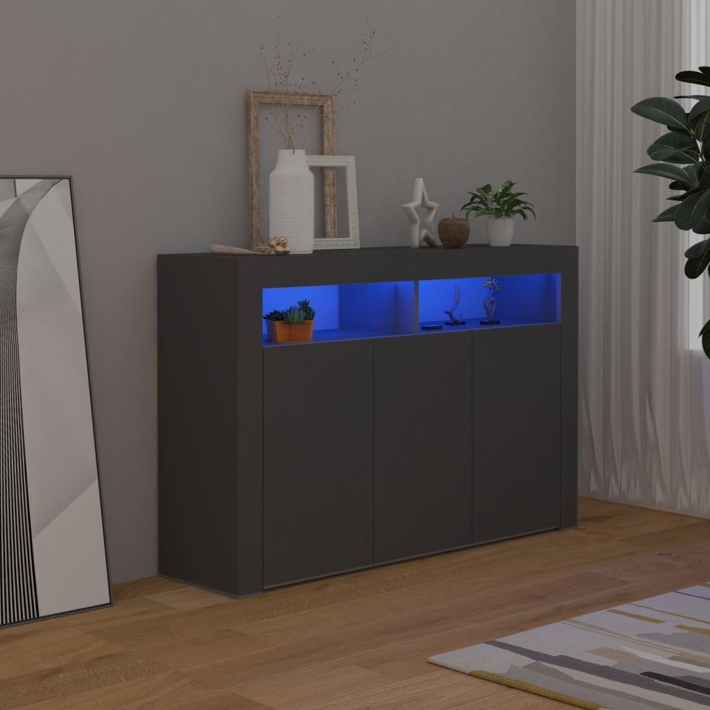 Skænk med LED-lys 115,5x30x75 cm grå