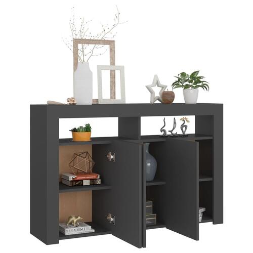 Skænk med LED-lys 115,5x30x75 cm grå
