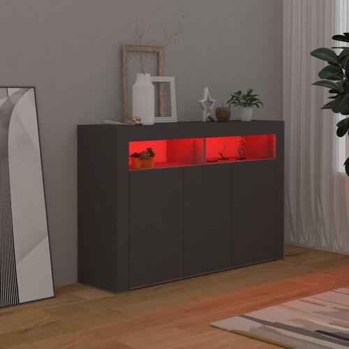 Skænk med LED-lys 115,5x30x75 cm grå