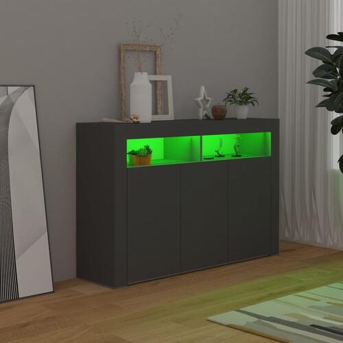 Skænk med LED-lys 115,5x30x75 cm grå