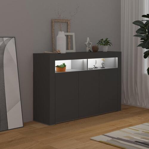 Skænk med LED-lys 115,5x30x75 cm grå