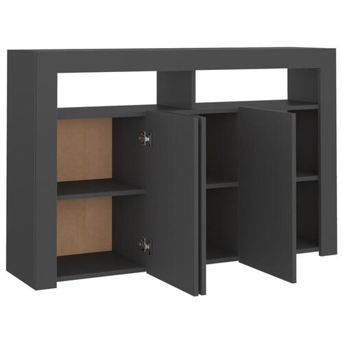 Skænk med LED-lys 115,5x30x75 cm grå