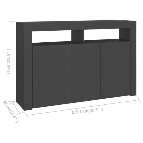 Skænk med LED-lys 115,5x30x75 cm grå