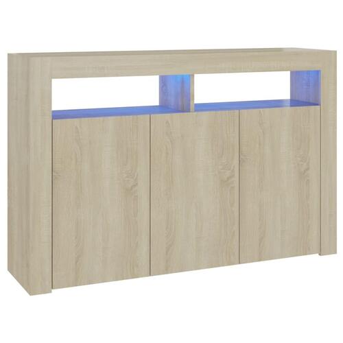 Skænk med LED-lys 115,5x30x75 cm sonoma-eg