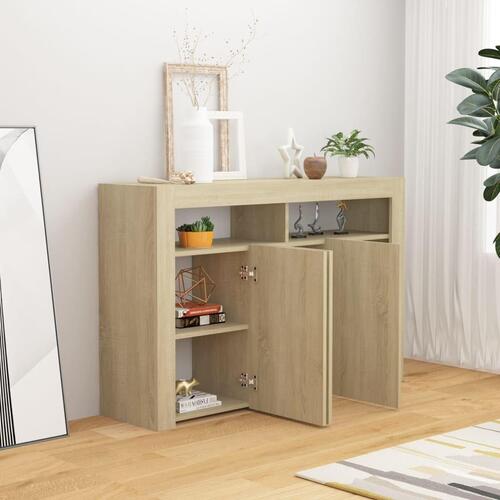Skænk med LED-lys 115,5x30x75 cm sonoma-eg