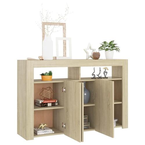 Skænk med LED-lys 115,5x30x75 cm sonoma-eg