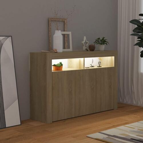 Skænk med LED-lys 115,5x30x75 cm sonoma-eg