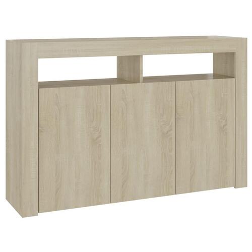 Skænk med LED-lys 115,5x30x75 cm sonoma-eg