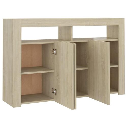 Skænk med LED-lys 115,5x30x75 cm sonoma-eg