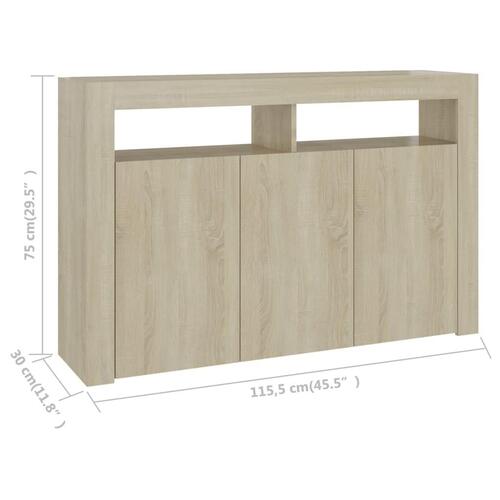 Skænk med LED-lys 115,5x30x75 cm sonoma-eg