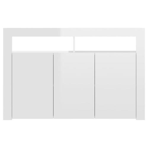 Skænk med LED-lys 115,5x30x75 cm hvid højglans