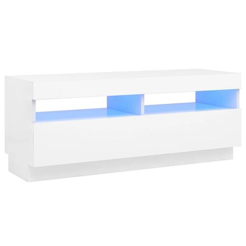 Tv-skab med LED-lys 100x35x40 cm hvid