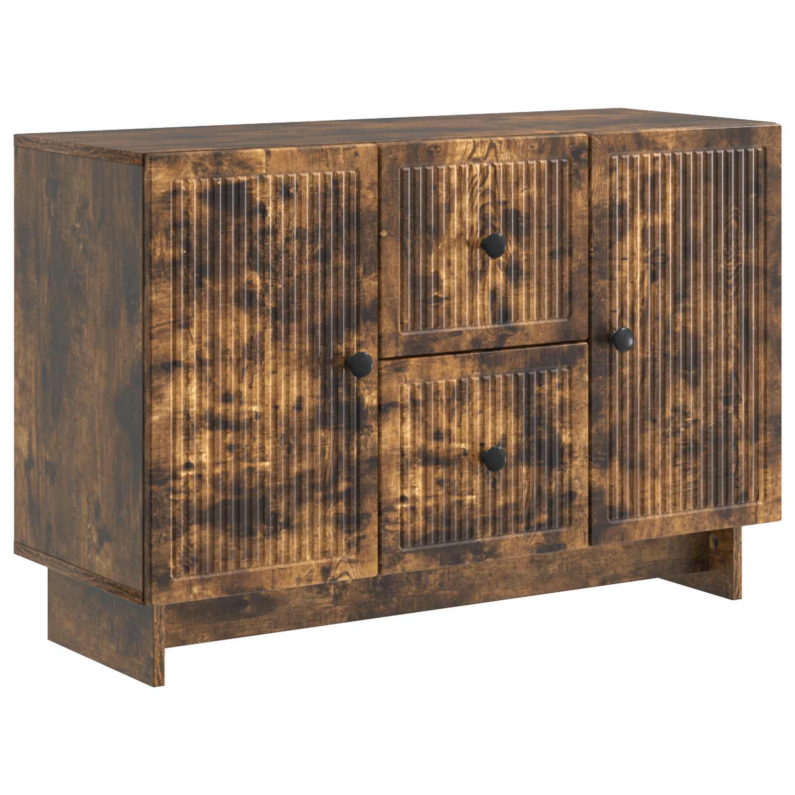 Sidebord med skuffe Røget eg 89 x 34,5 x 60 cm Konstrueret træ billede