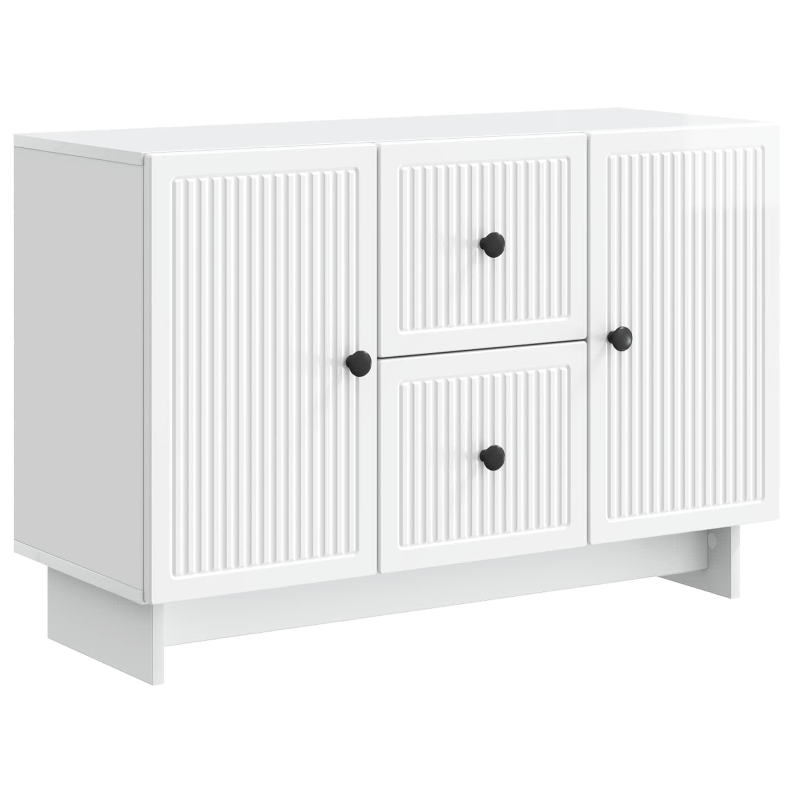 Sidebord Hvid højglans 89 x 34,5 x 60 cm Konstrueret træ billede