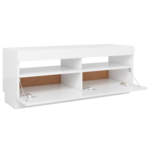 Tv-skab med LED-lys 100x35x40 cm hvid