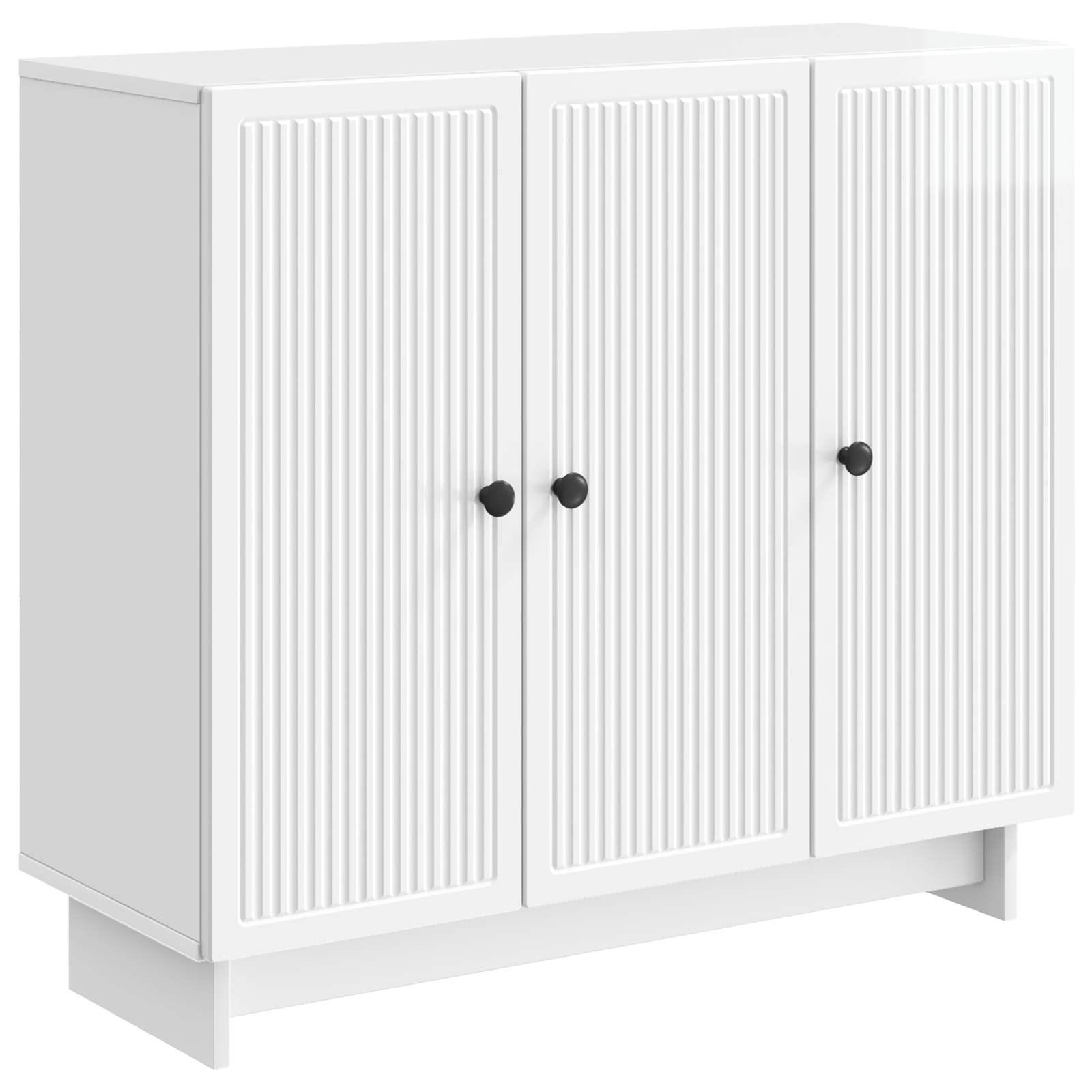 Sidebord Hvid højglans 89 x 34,5 x 80 cm Konstrueret træ billede