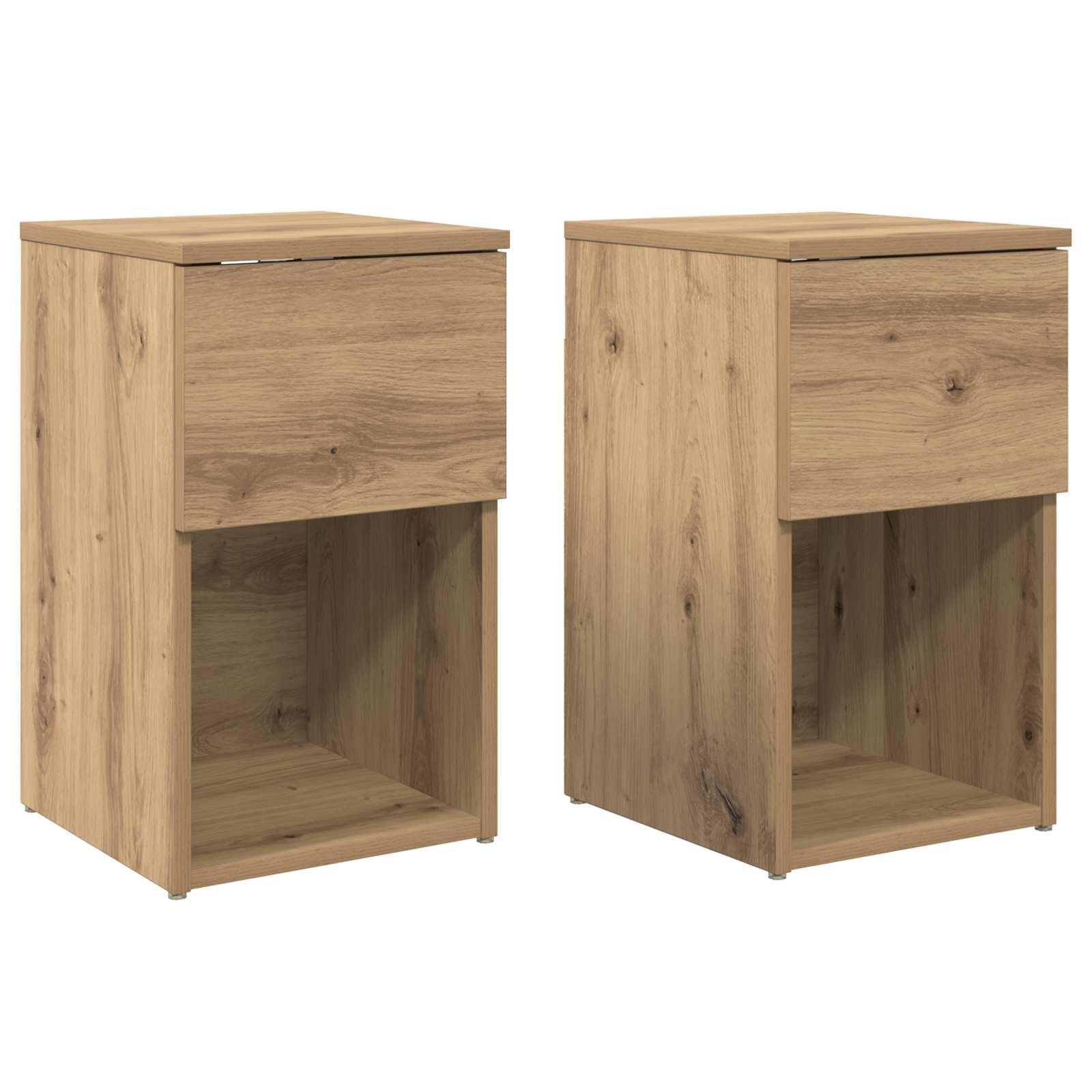 Sengeskab 2 stk Artisan-eg 29 x 31,5 x 49 cm Konstrueret træ billede