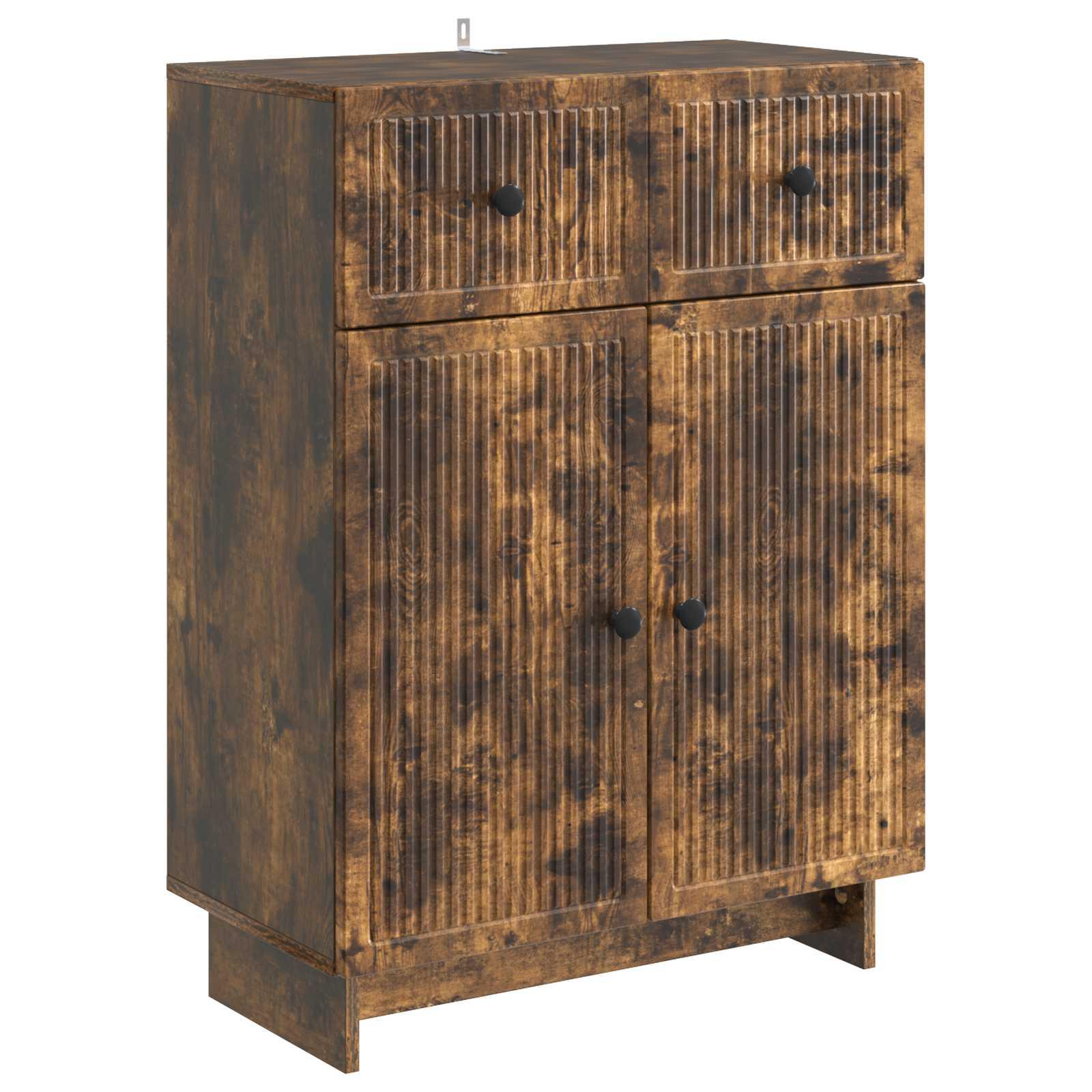 Sidebord med skuffe Røget eg 66 x 34,5 x 90 cm Konstrueret træ billede