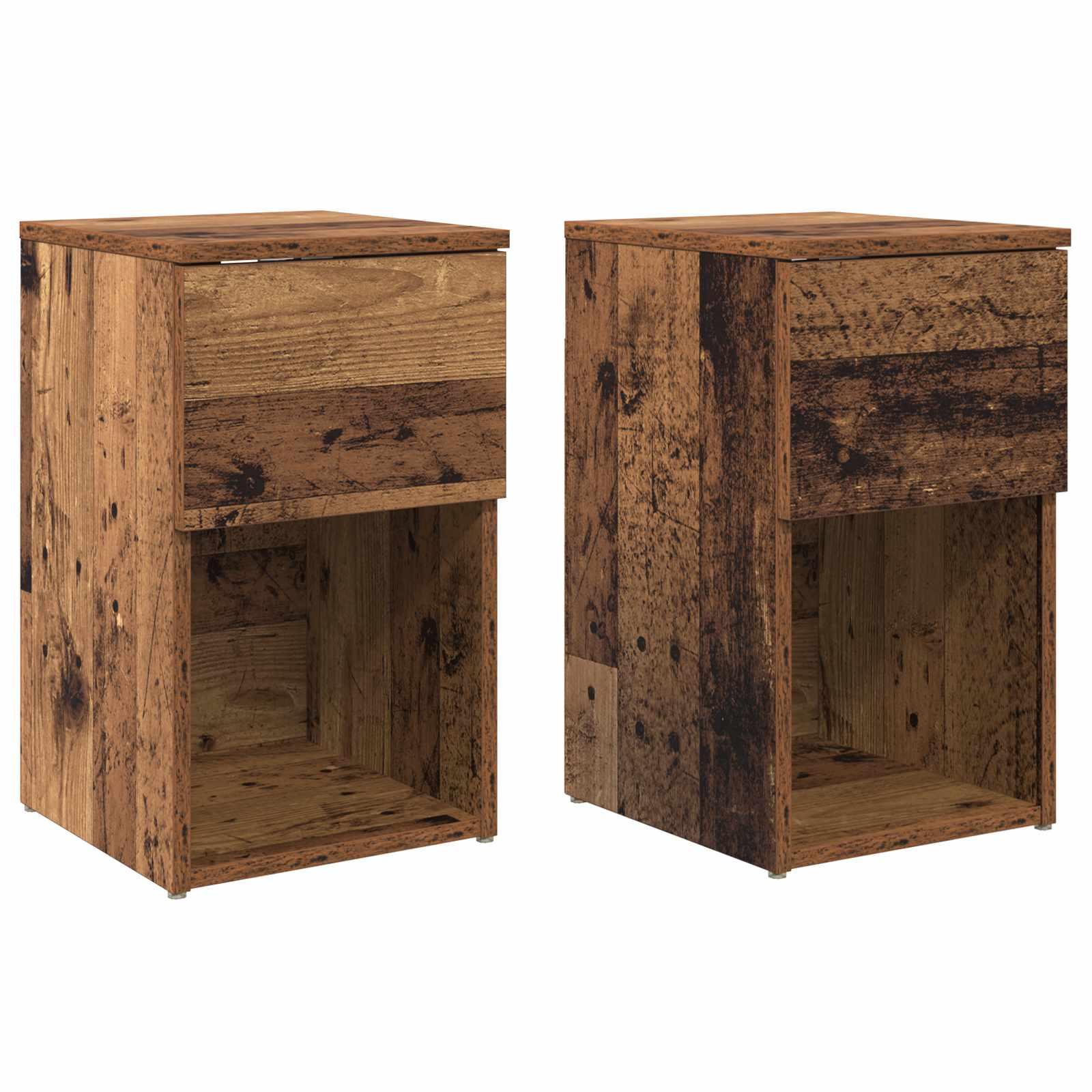 Sengeskab 2 stk Gammelt træ 29 x 31,5 x 49 cm Konstrueret træ billede