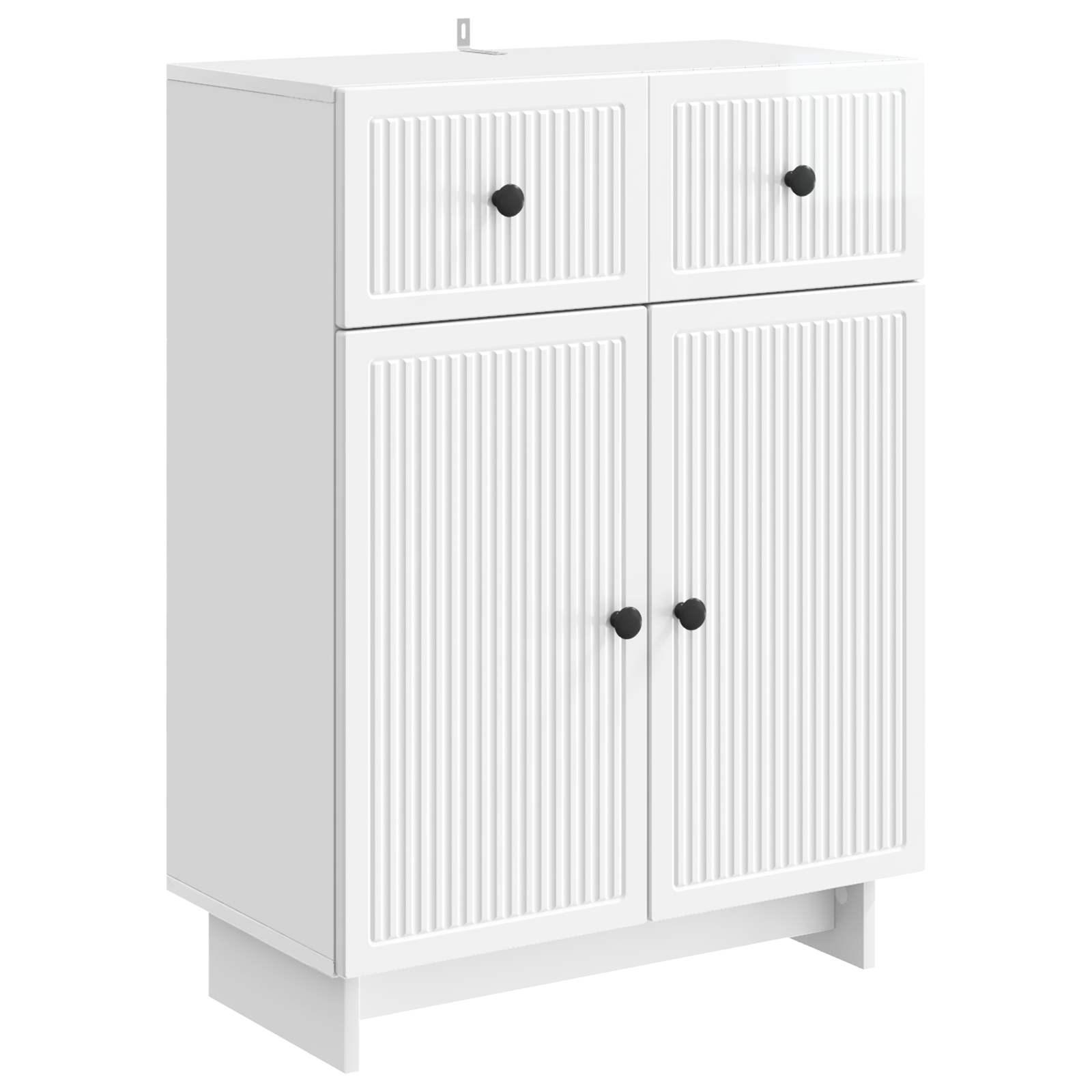 Sidebord Hvid højglans 66 x 34,5 x 90 cm Konstrueret træ billede