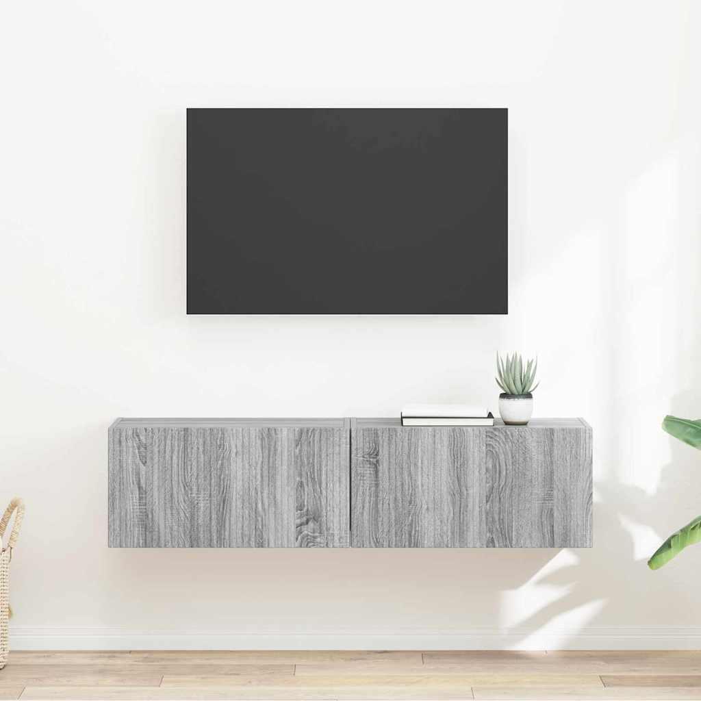 TV vægskab 2 stk Grå Sonoma 60 x 31 x 29,5 cm Konstrueret træ billede