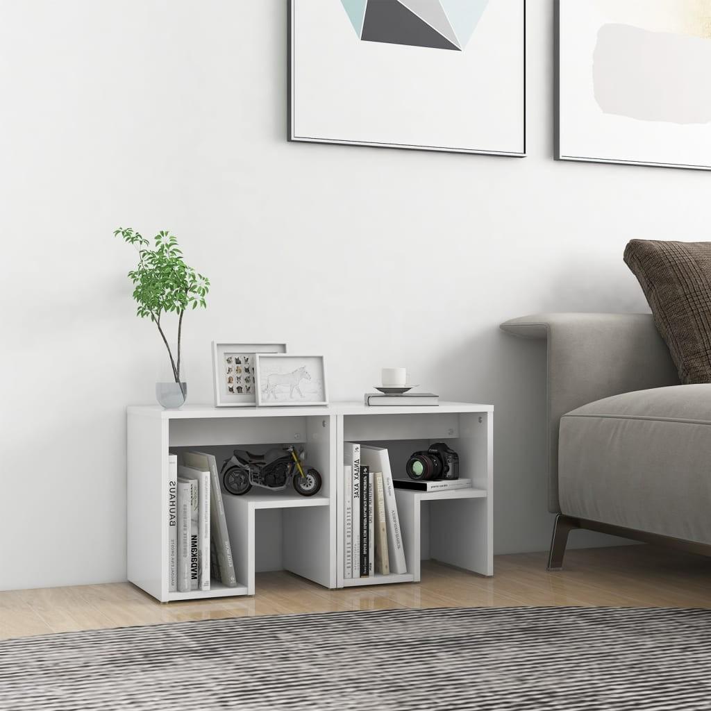Sengeskabe 2 stk. 40x30x40 cm spånplade hvid