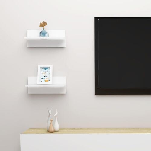 Væghængte hylder 2 stk. 40x11,5x18 cm konstrueret træ hvid