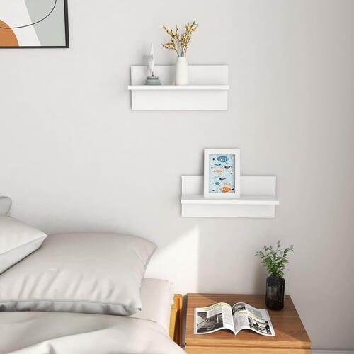 Væghængte hylder 2 stk. 40x11,5x18 cm konstrueret træ hvid