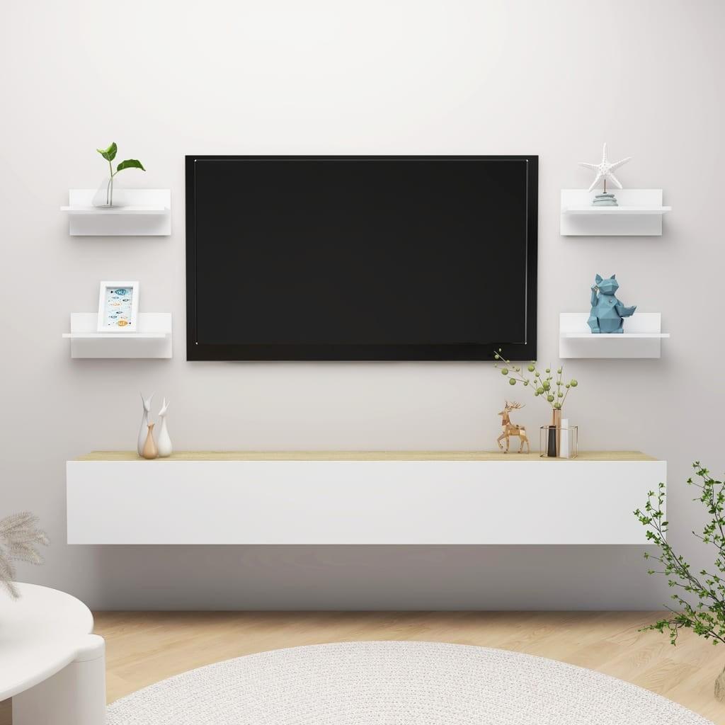 Væghængte hylder 4 stk. 40x11,5x18 cm konstrueret træ hvid