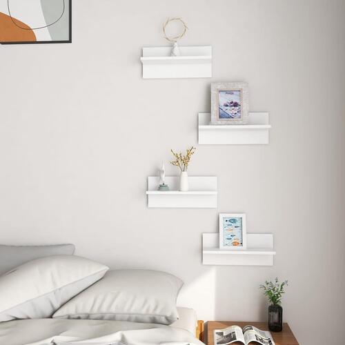 Væghængte hylder 4 stk. 40x11,5x18 cm konstrueret træ hvid