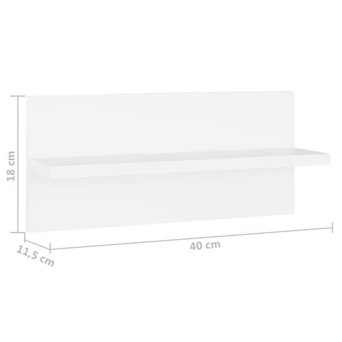 Væghængte hylder 4 stk. 40x11,5x18 cm konstrueret træ hvid