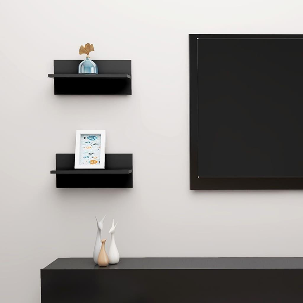 Væghængte kubehylder 2 stk. 40x11,5x18 cm konstrueret træ sort
