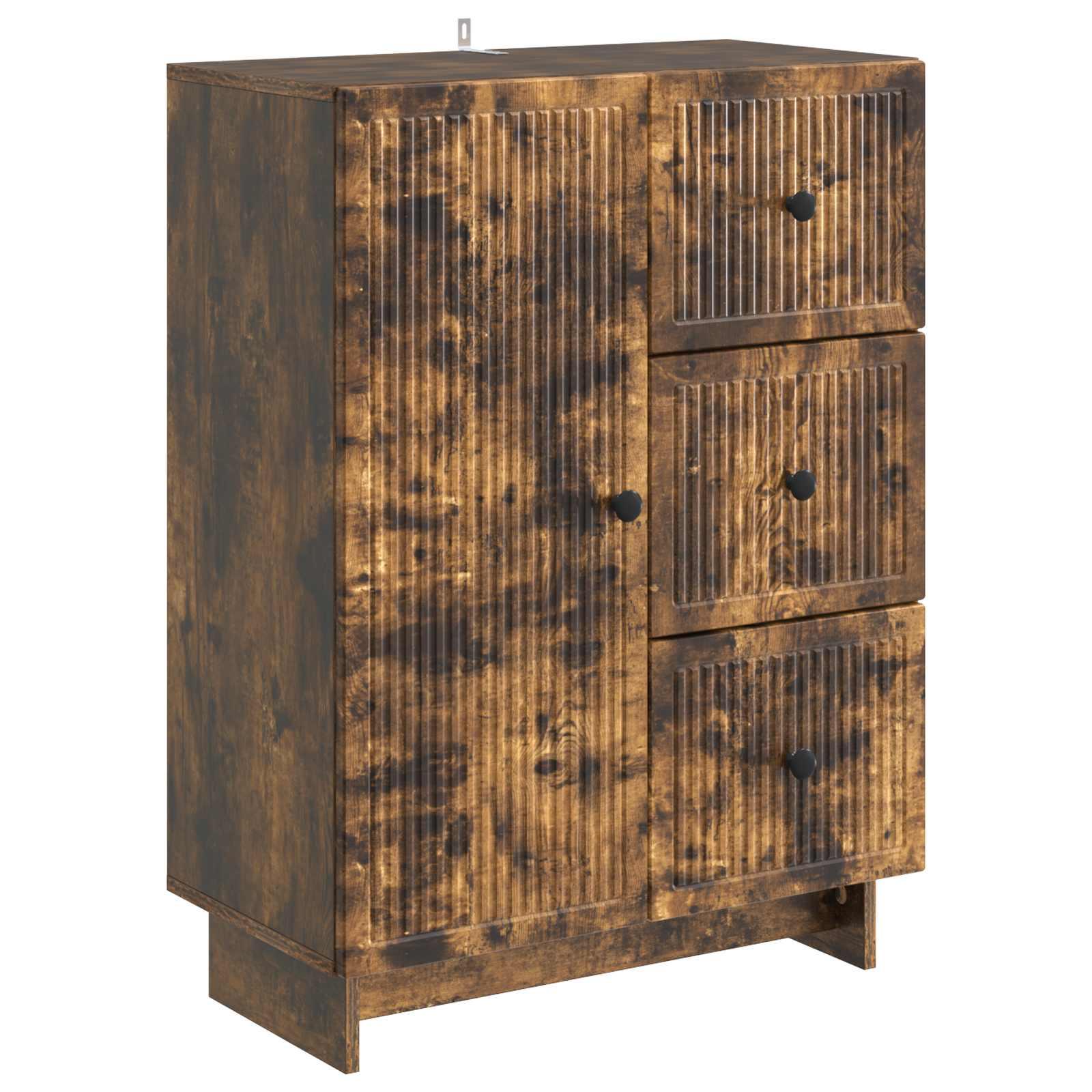Sidebord med skuffe Røget eg 66 x 34,5 x 90 cm Konstrueret træ billede