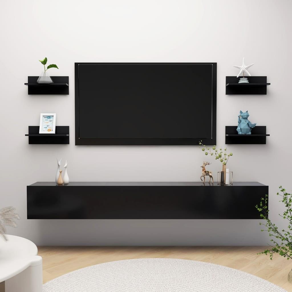 Væghængte kubehylder 4 stk. 40x11,5x18 cm konstrueret træ sort