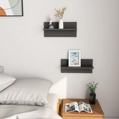 Væghængte kubehylder 2 stk. 40x11,5x18 cm konstrueret træ grå