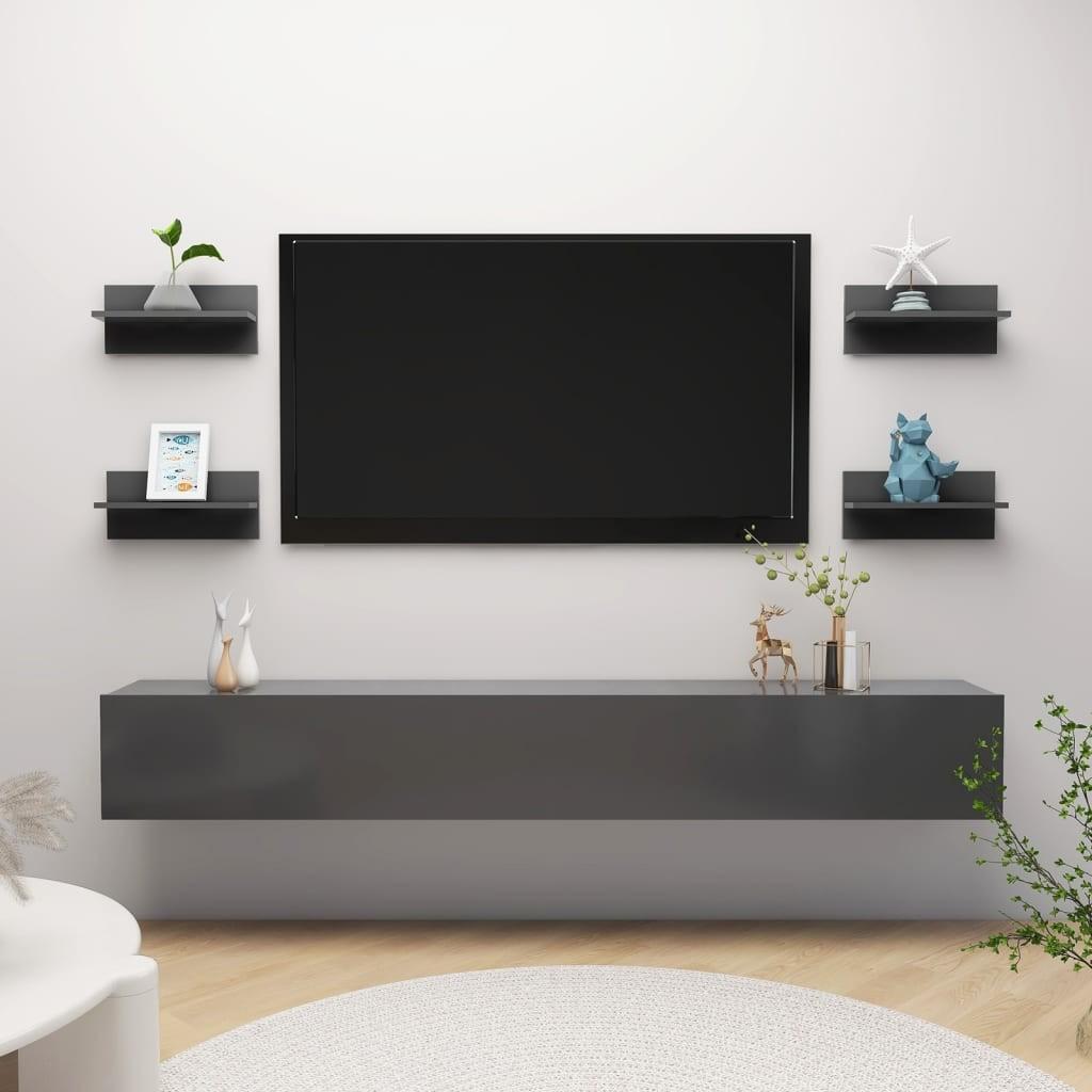 Væghængte kubehylder 4 stk. 40x11,5x18 cm konstrueret træ grå