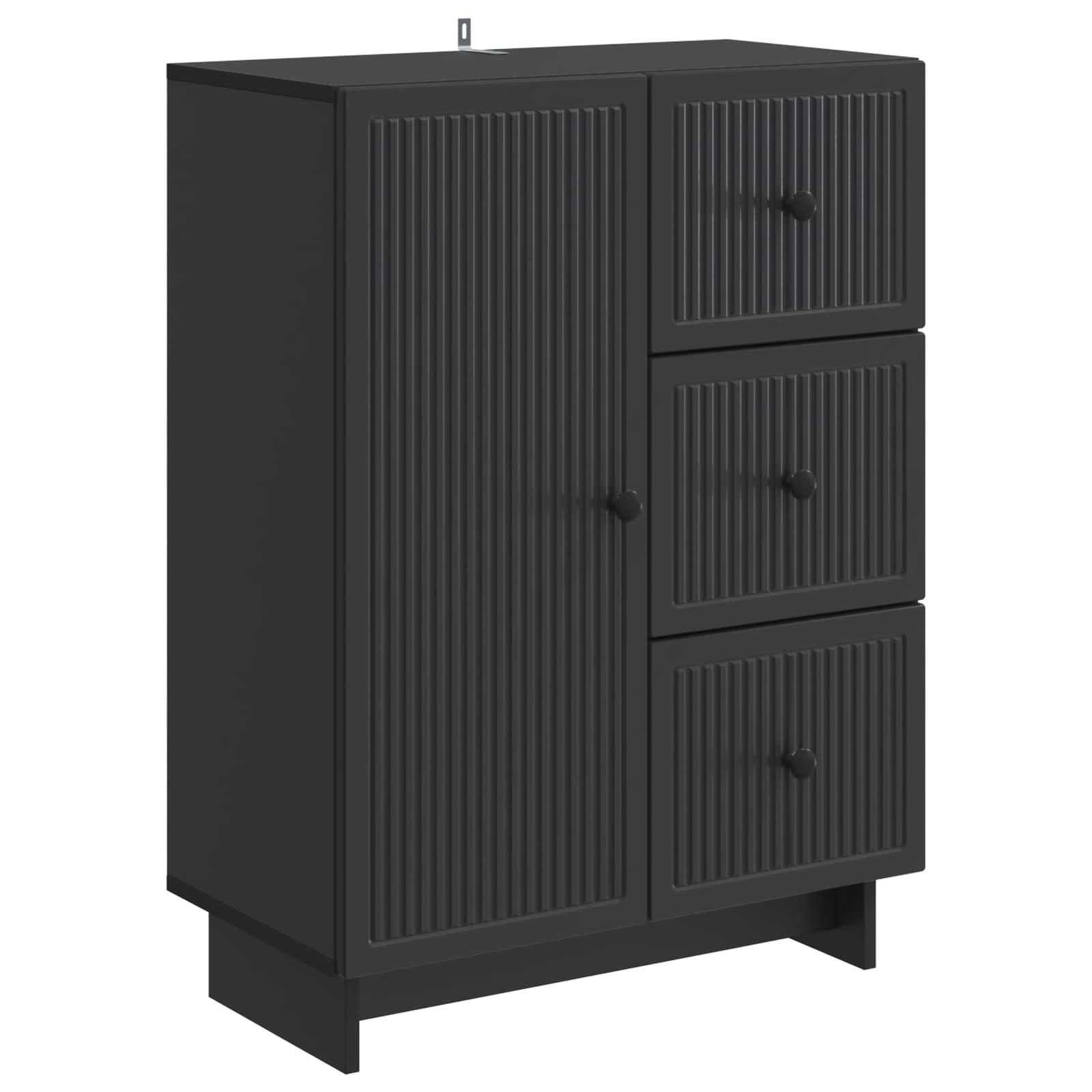 Sidebord med skuffe Sort 66 x 34,5 x 90 cm Konstrueret træ billede