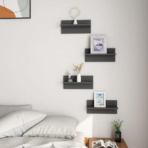 Væghængte kubehylder 4 stk. 40x11,5x18 cm konstrueret træ grå