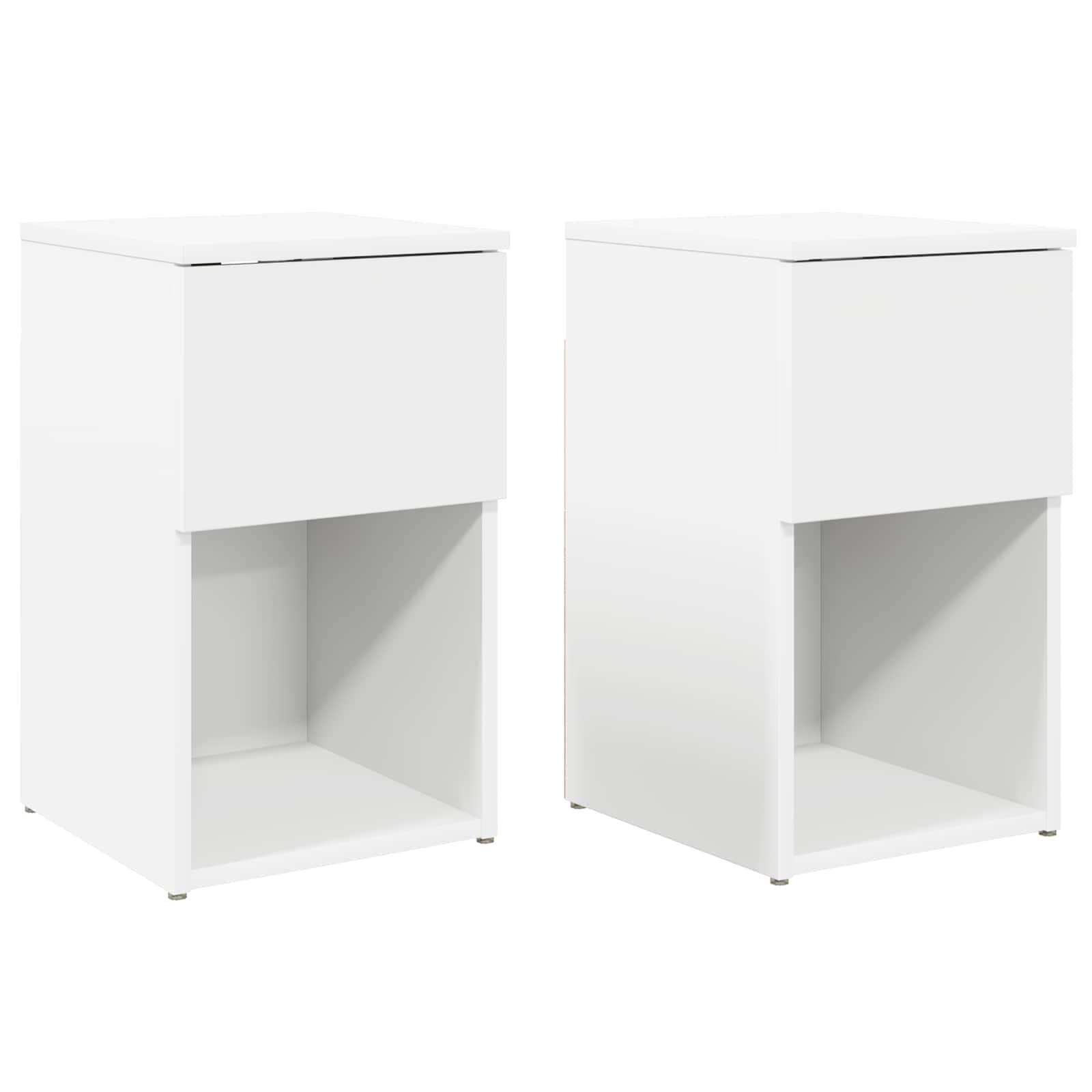 Sengeskab 2 stk Hvid 29 x 31,5 x 49 cm Konstrueret træ billede