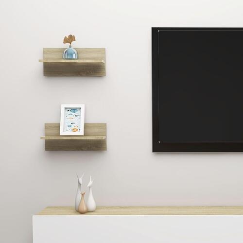 Væghængte hylder 2 stk. 40x11,5x18 cm konstrueret træ sonoma-eg