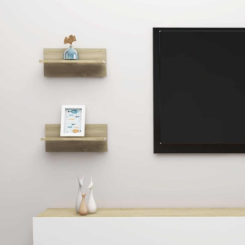 Væghængte hylder 2 stk. 40x11,5x18 cm konstrueret træ sonoma-eg