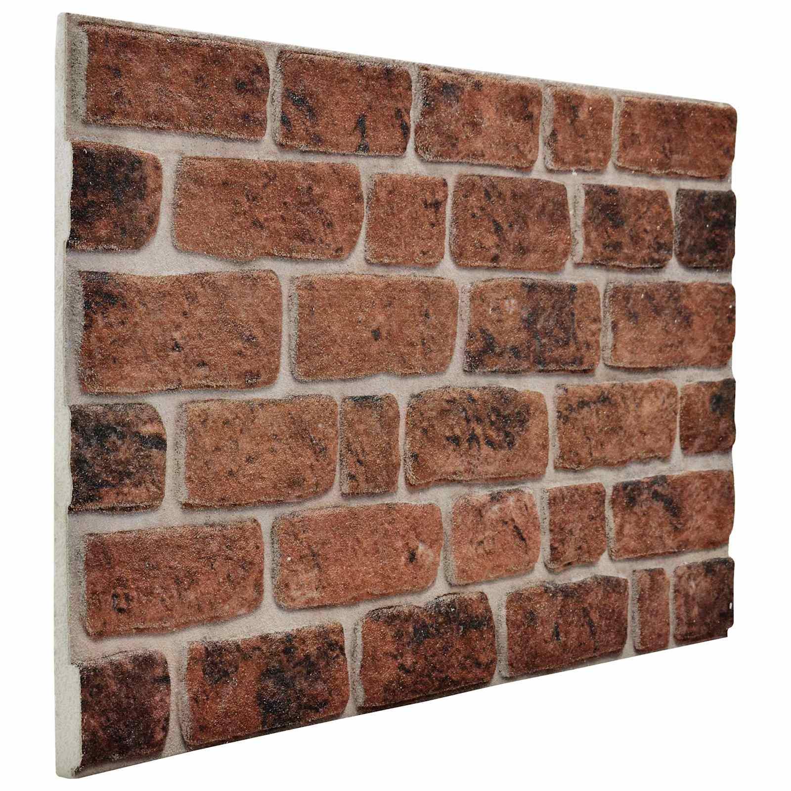 Vægpaneler 10 stk Brun Mursten 100 x 50 cm EPS Skum billede