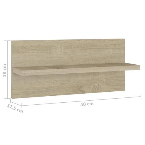 Væghængte hylder 2 stk. 40x11,5x18 cm konstrueret træ sonoma-eg