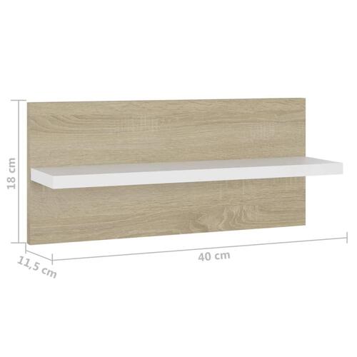 Væghylder 4 stk. 40x11,5x18 cm hvid og sonoma-eg