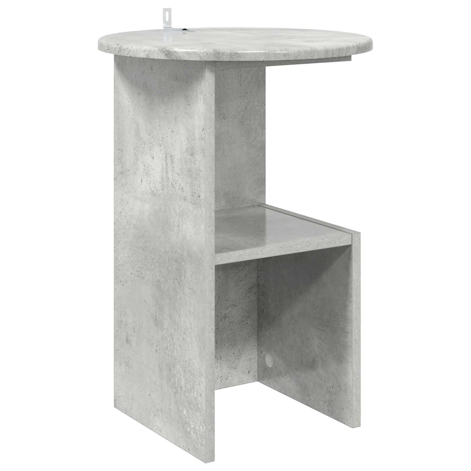 Sidebord i betongrå konstrueret træ - Ø 39,5 × 55 cm med hylde billede